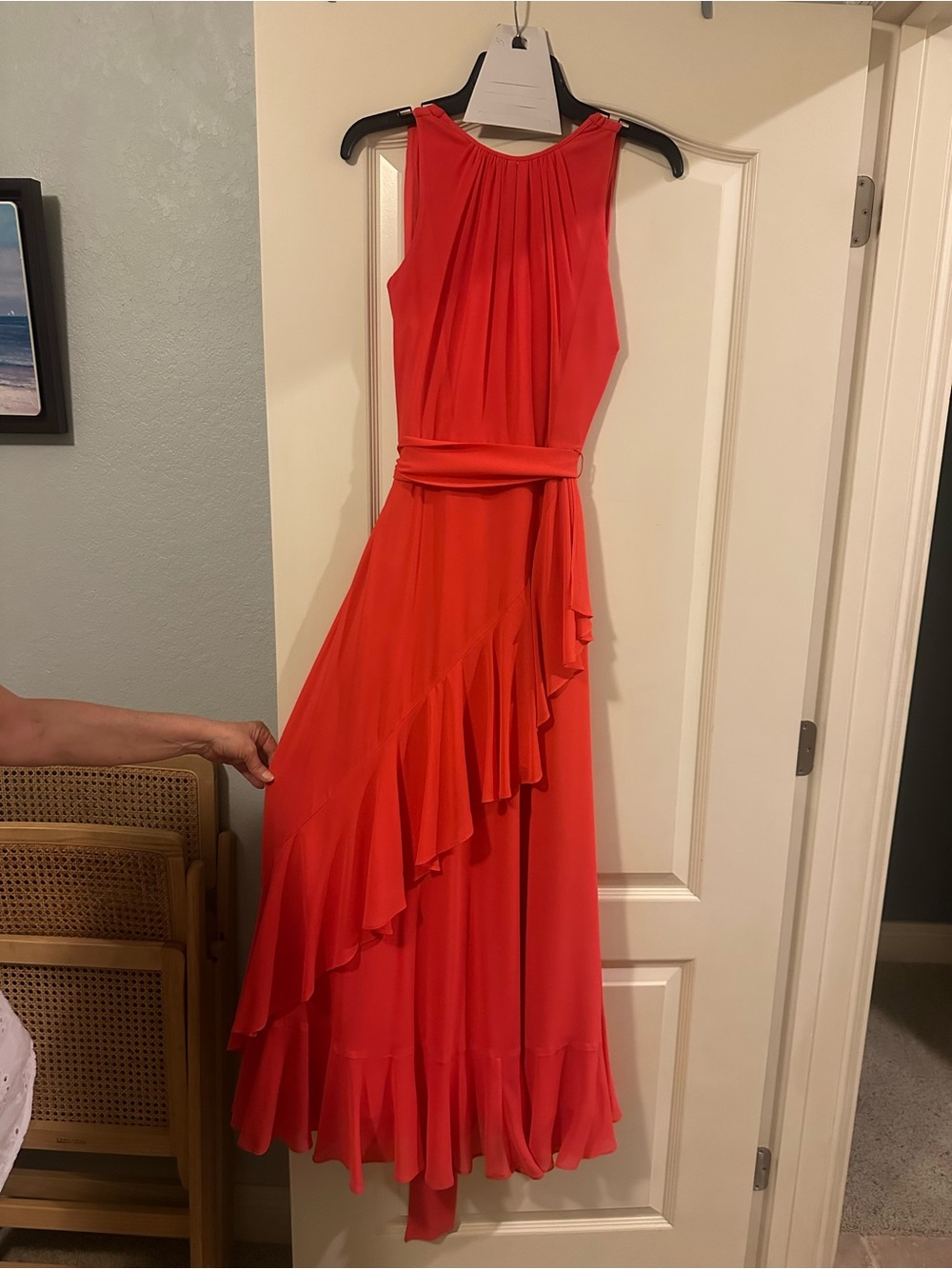 Alex Marie ruffled coral dress